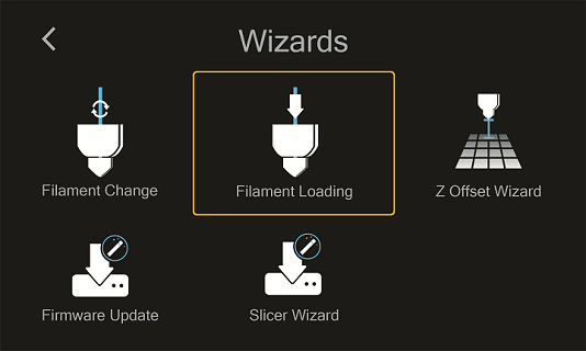 Select Filament Loading Wizard
