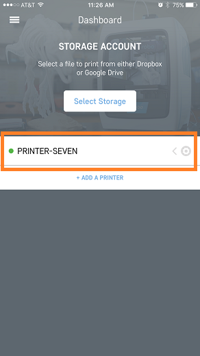 Dashboard Printer Select